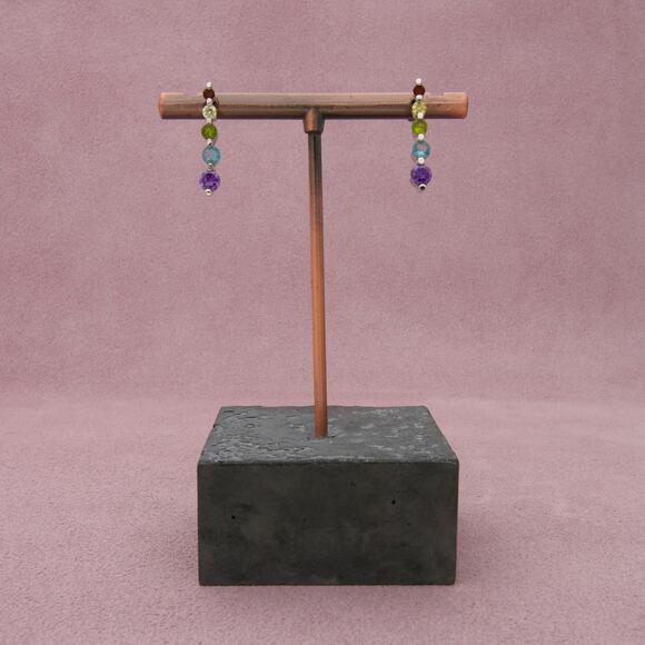 sterling silver multi-colored cz drop post earrings - Picture 1 of 3